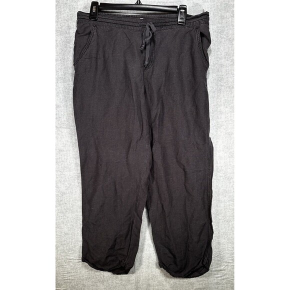 Maurices Women's 9/10 Gray Linen Blend Capri Pants Casual Drawstring Waist - Picture 1 of 9